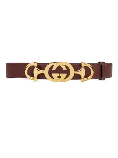 Shop Gucci Women's Gg Horsebit Belt In Vintage Bordeaux