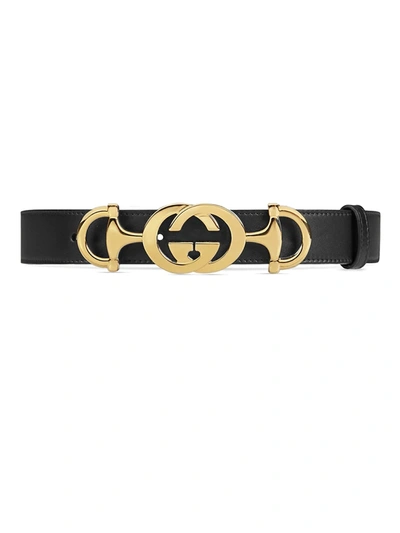 Shop Gucci Women's Gg Horsebit Belt In Black