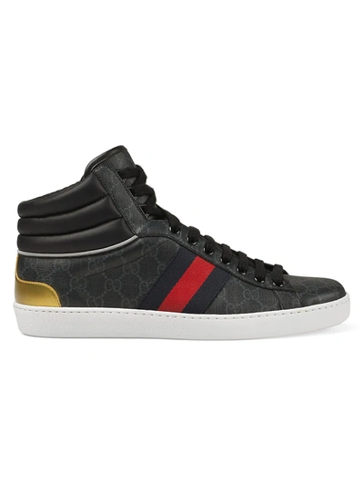 Shop Gucci Ace Gg High-top Sneaker In Black Multi