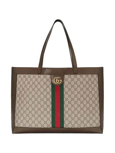 Shop Gucci Women's Ophidia Gg Tote In Beige Chocolate