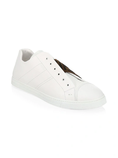 Shop Fendi Men's Ff Taping Laceless Low-top Sneakers In White