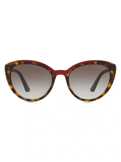 Shop Prada Women's 54mm Cat Eye Sunglasses In Red Havana
