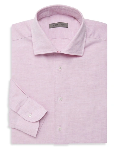 Shop Corneliani Men's Cotton & Linen Dress Shirt In Pink