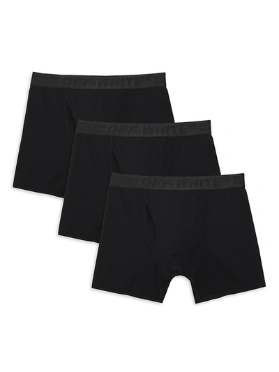Shop Off-white Men's 3-pack Stretch Cotton Boxer Shorts In Black
