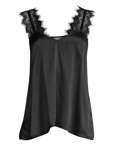 Shop Cami Nyc Chelsea V-neck Lace Strap Sillk-blend Tank Top In Black