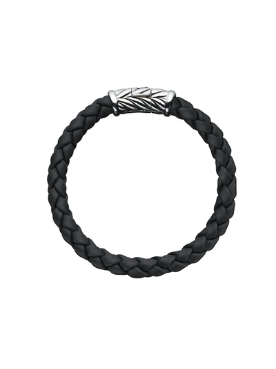 Shop David Yurman Men's Sterling Silver & Braided Rubber Bracelet In Black