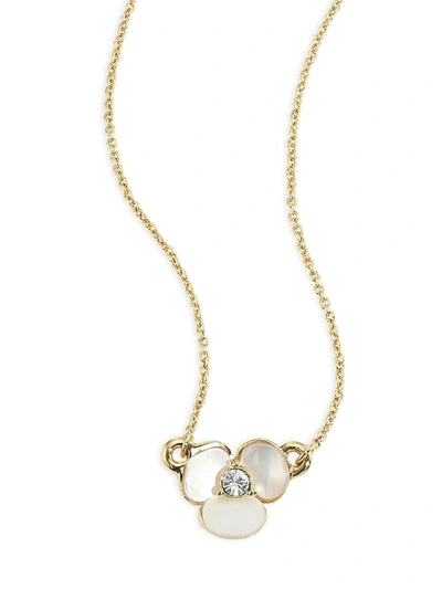 Shop Kate Spade Women's Disco Pansy Mother-of-pearl Pendant Necklace In Gold