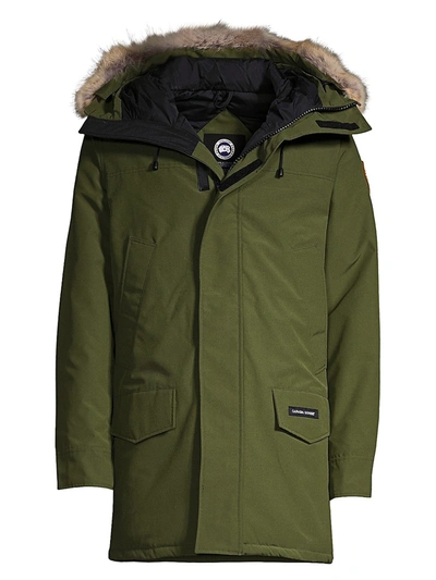 Shop Canada Goose Langford Coyote Fur-trim Down Parka In Military Green