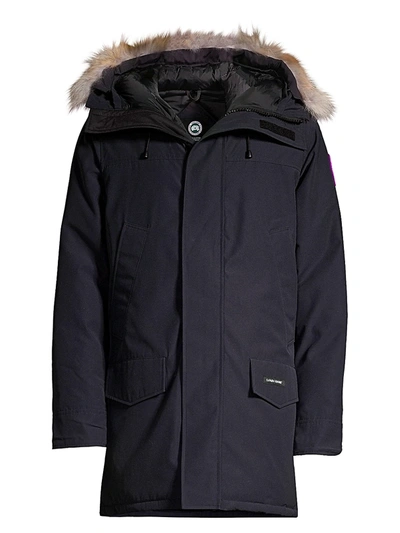 Shop Canada Goose Men's Langford Heritage Coyote Fur-trim Parka In Navy