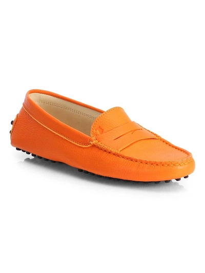 Shop Tod's Gommino Leather Driving Loafers In Orange