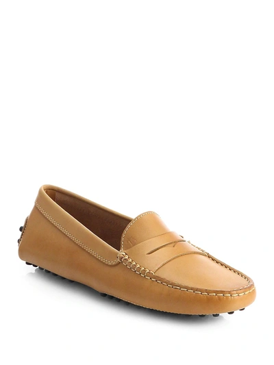 Shop Tod's Gommino Leather Driving Loafers In Light Brown