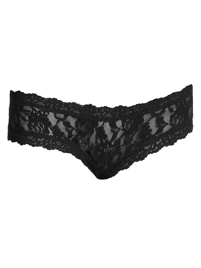 Shop Hanky Panky Women's Signature Lace Cheeky Crotchless Hipster In Black