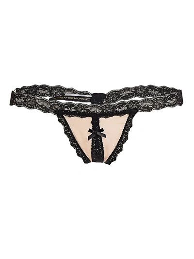 Shop Hanky Panky Women's Nude Illusion Lace-trimmed Mesh G-string Thong In Mocha Black