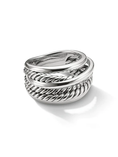 Shop David Yurman Women's Crossover Narrow Ring In Silver