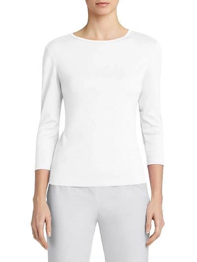 Shop Lafayette 148 Three-quarter Sleeve Tee In White