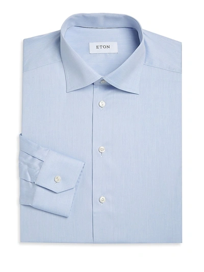 Shop Eton Men's Slim-fit Twill Dress Shirt In Blue