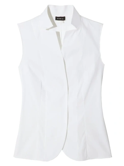 Shop Akris Women's Stretch-cotton Revers Collar Blouse In White