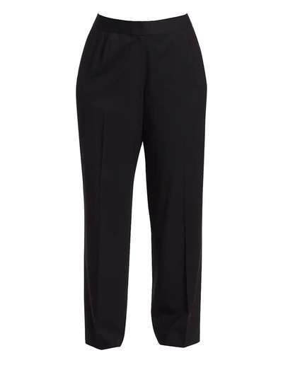 Shop Lafayette 148 Women's Menswear Stretch-wool Pants In Black