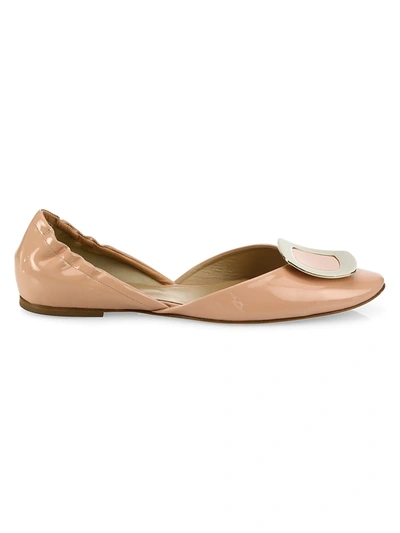 Shop Roger Vivier Women's Ballerine Chips Patent Leather D'orsay Flats In Nude