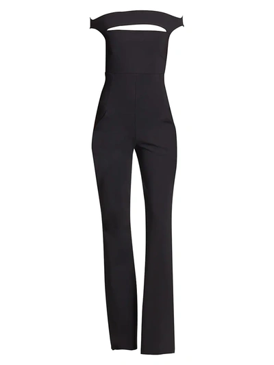 Shop Chiara Boni La Petite Robe Women's Rebecca Off-the-shoulder Flared Jumpsuit In Black