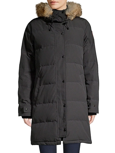 Shop Canada Goose Women's Shelburne Coyote Fur-trim Down Parka In Graphite