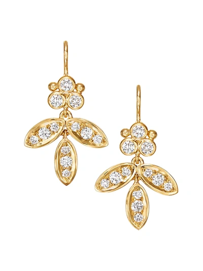 Shop Temple St Clair Women's Foglia Diamond & 18k Yellow Gold Earrings