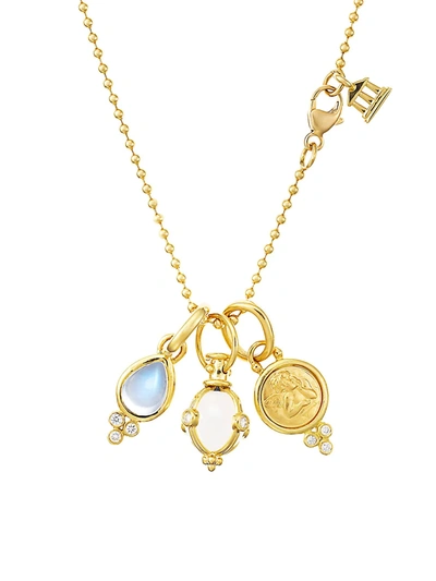 Shop Temple St Clair Women's Rock Crystal, Moonstone, Diamond & 18k Yellow Gold Charm Necklace
