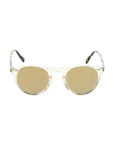 Shop Oliver Peoples Men's Gregory Peck 47mm Round Sunglasses In Yellow