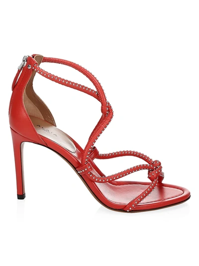 Shop Alaïa Women's Studded Leather Sandals In Red