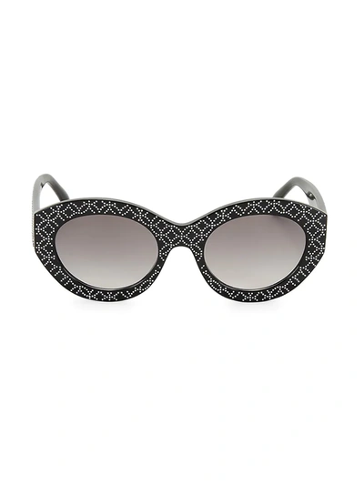 Shop Alaïa 52mm Oval Studded Sunglasses In Black