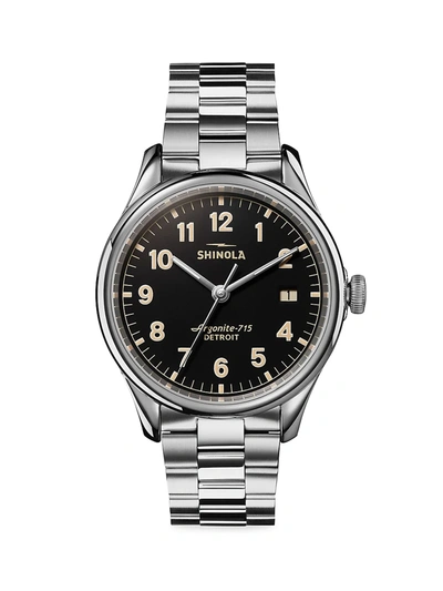 Shop Shinola Men's Vinton Stainless Steel Bracelet Watch In Black