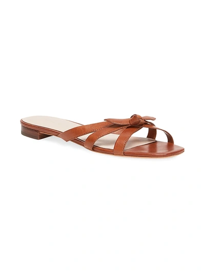 Shop Loeffler Randall Eveline Knotted Leather Flat Sandals In Cognac