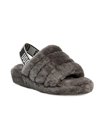 Shop Ugg Women's Fluff Yeah Sheepskin Slingback Slippers In Grey