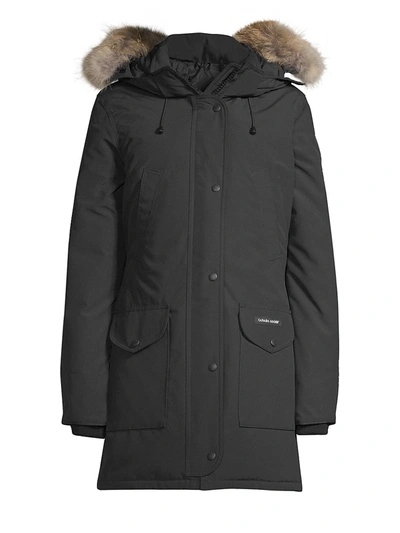 Shop Canada Goose Women's Trillium Coyote Fur-trim Down Parka In Black