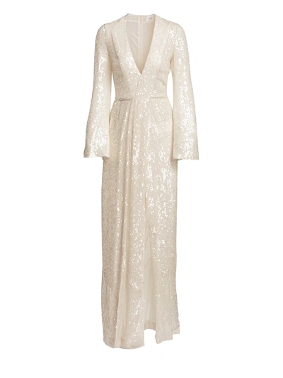 Shop Galvan Women's Moonlight Sequin Gown In Ivory