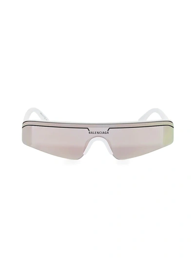 Shop Balenciaga 99mm Angular Narrow Sunglasses In White