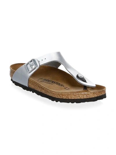 Shop Birkenstock Gizeh T-strap Sandals In Silver