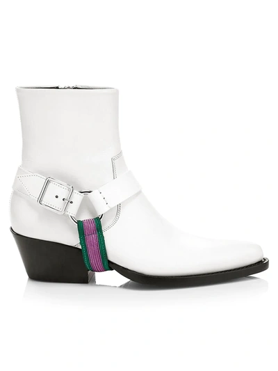 Shop Calvin Klein 205w39nyc Women's Tex Harness Leather Ankle Boots In White