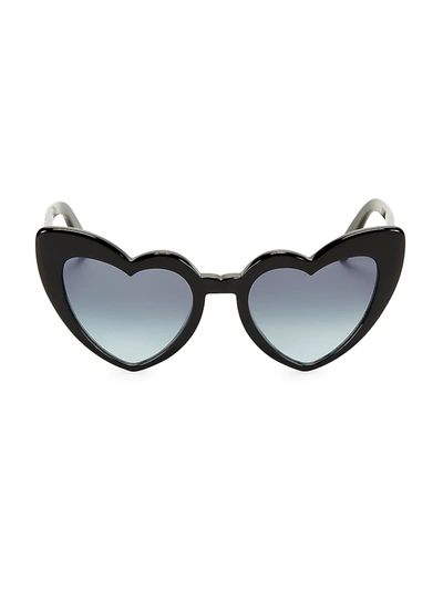 Shop Saint Laurent Loulou 54mm Heart Sunglasses In Black