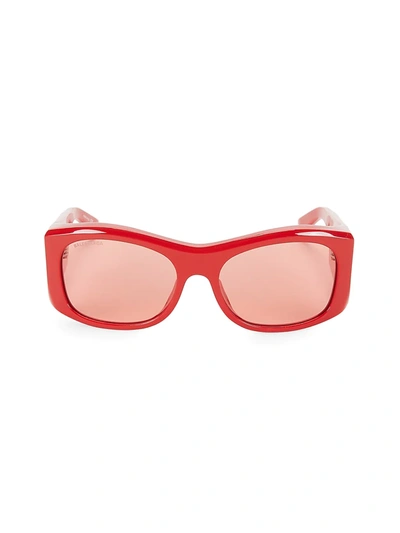 Shop Balenciaga Men's 59mm Rectangular Acetate Sunglasses In Red
