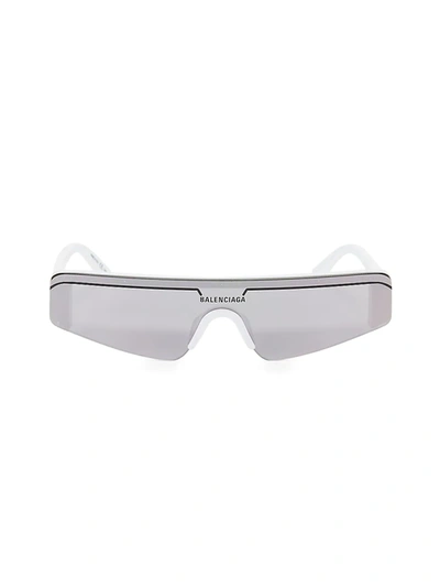 Shop Balenciaga 99mm Angular Shield Sunglasses In White