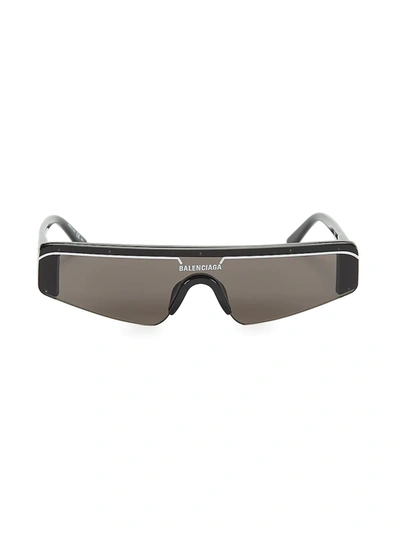 Shop Balenciaga Men's 99mm Angular Shield Sunglasses In Black