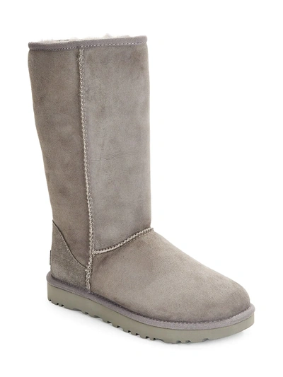 Shop Ugg Classic Tall Ii Shearling-lined Suede Boots In Grey