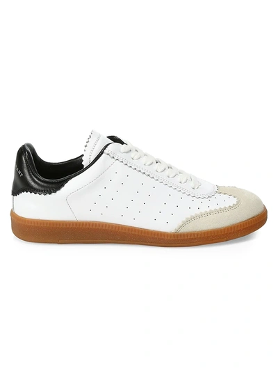 Isabel Marant Bryce White Low Top Sneakers With Suede Insert And Logo Detail In Leather Woman