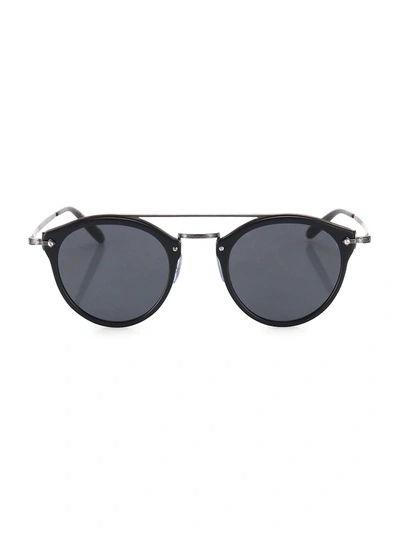 Shop Oliver Peoples Men's Remick 50mm Round Sunglasses In Black