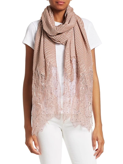 Shop Valentino Women's Plisse Misto Embroidered Lace Scarf In Rose