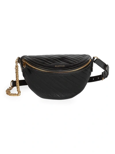 Shop Balenciaga Women's Xxs Souvenir Quilted Leather Belt Bag In Black
