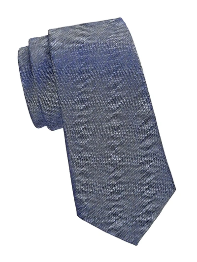 Shop Emporio Armani Men's Textured Solid Silk-blend Tie In Blue