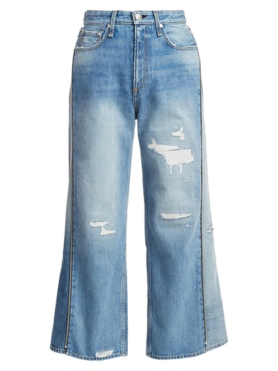 Shop Rag & Bone Women's Haru High-rise Side Zip Crop Wide-leg Jeans In Rpr Helena