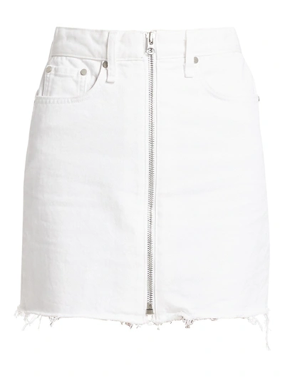 Shop Rag & Bone Women's Anna Zip-front Raw Hem Denim Mini Skirt In White